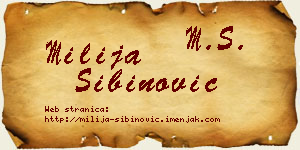 Milija Sibinović vizit kartica